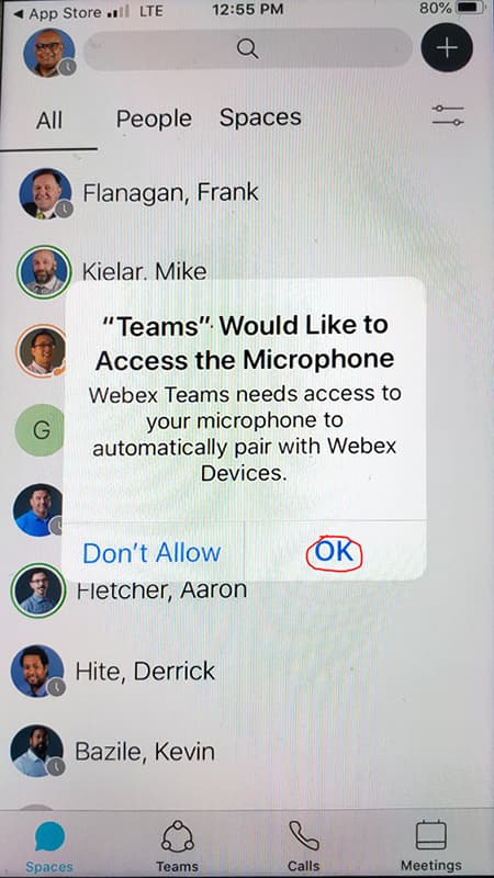 Screen shot showing OK button