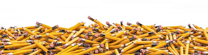 Hundreds of pencils in a pile