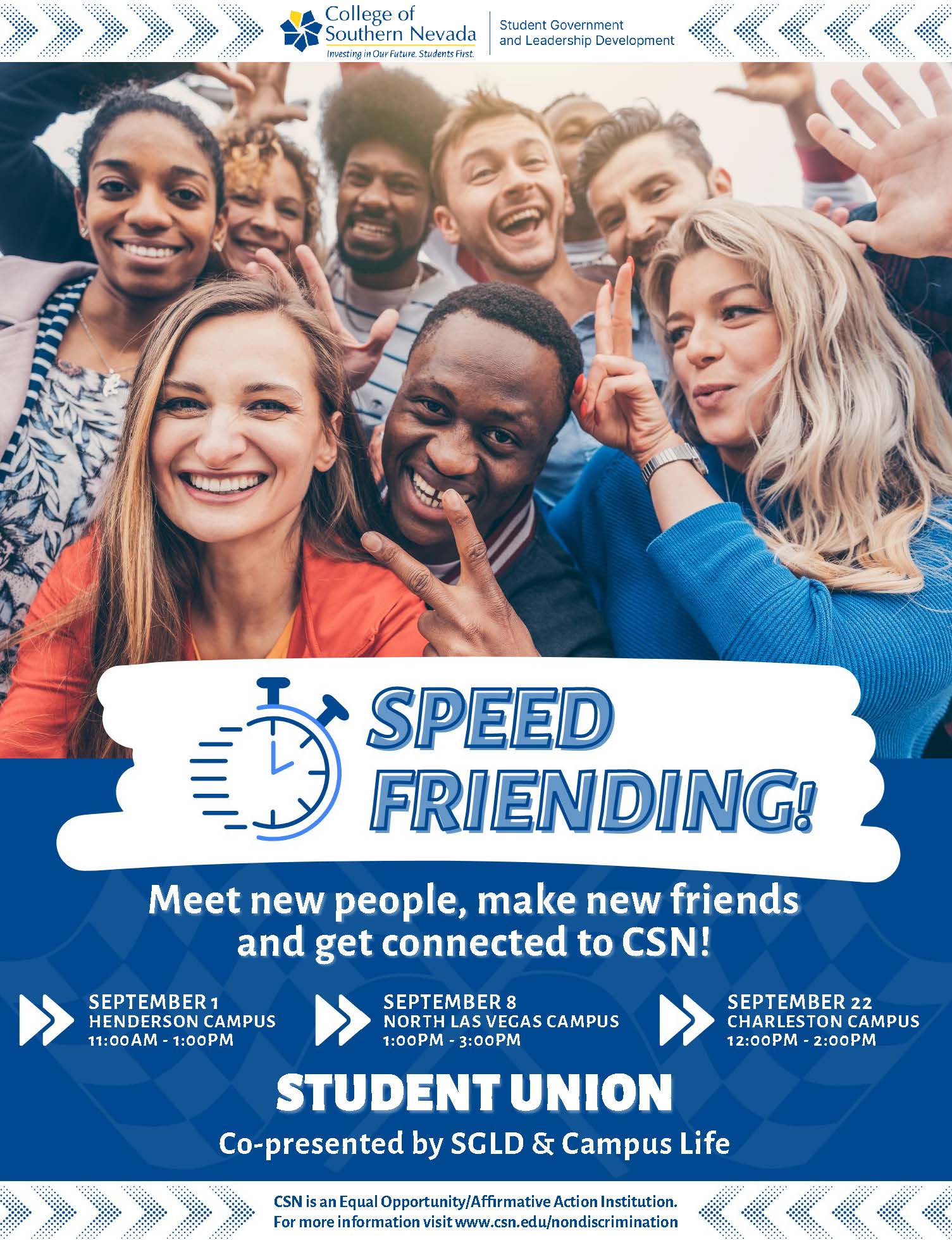 Student Government making friends event September 1, 8 and 22