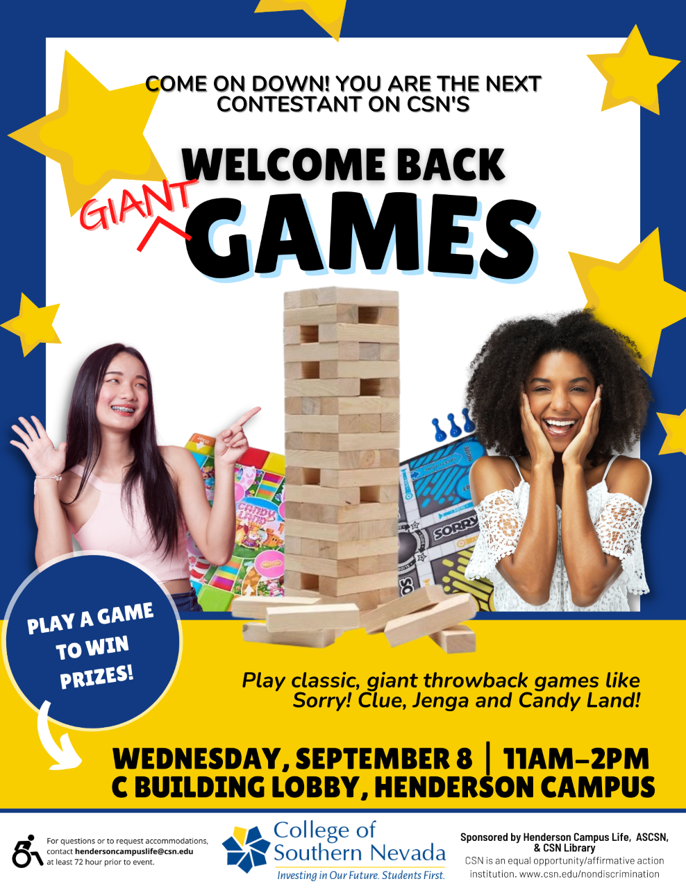 Henderson campus welcome back games and hang out September 8, 2022