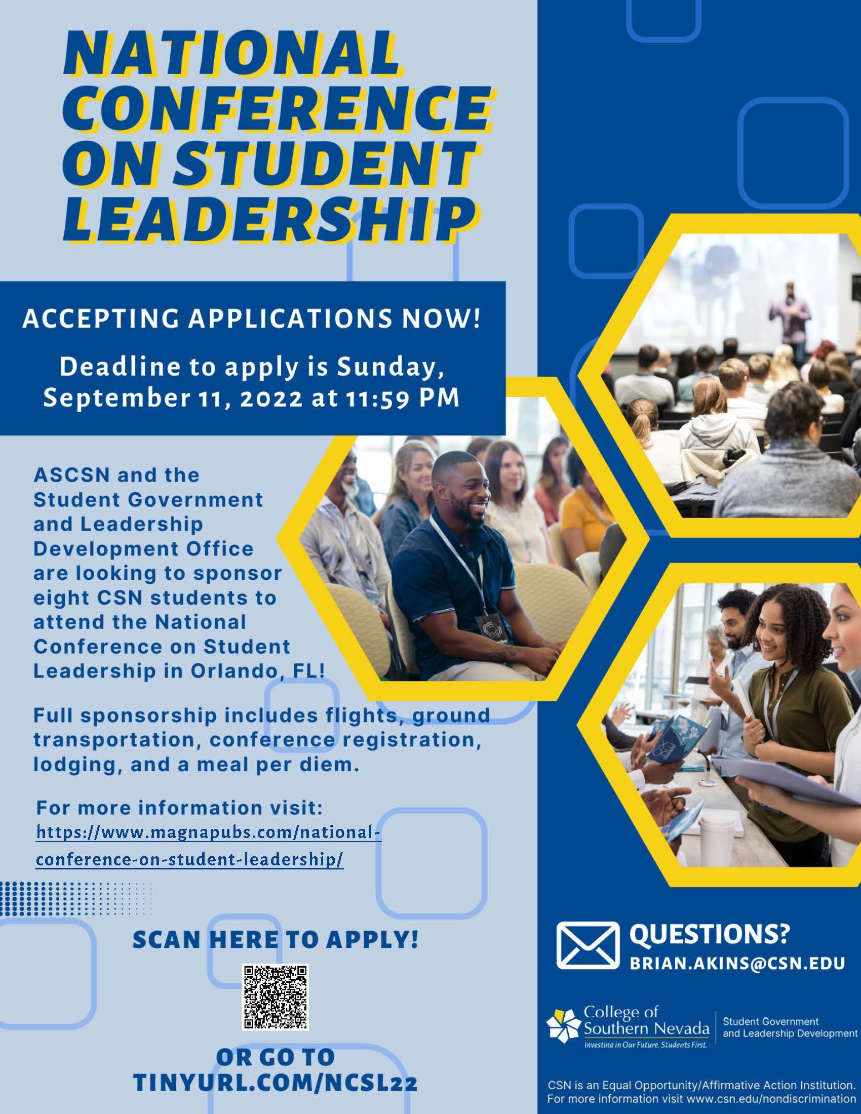 National Conference on Student Leadership is accepting applications now!