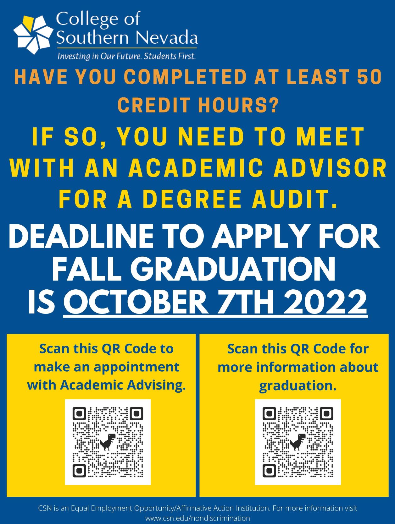 Flyer with information on fall 2022 graduation deadline 