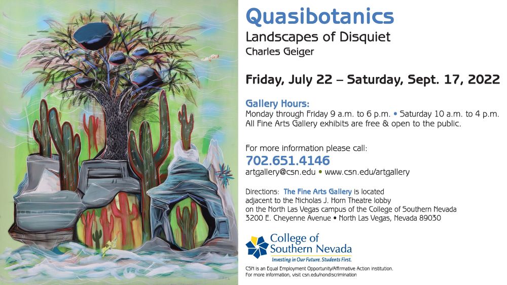 Art Gallery announcement for Quasibotanics July 22 to September 17 show 