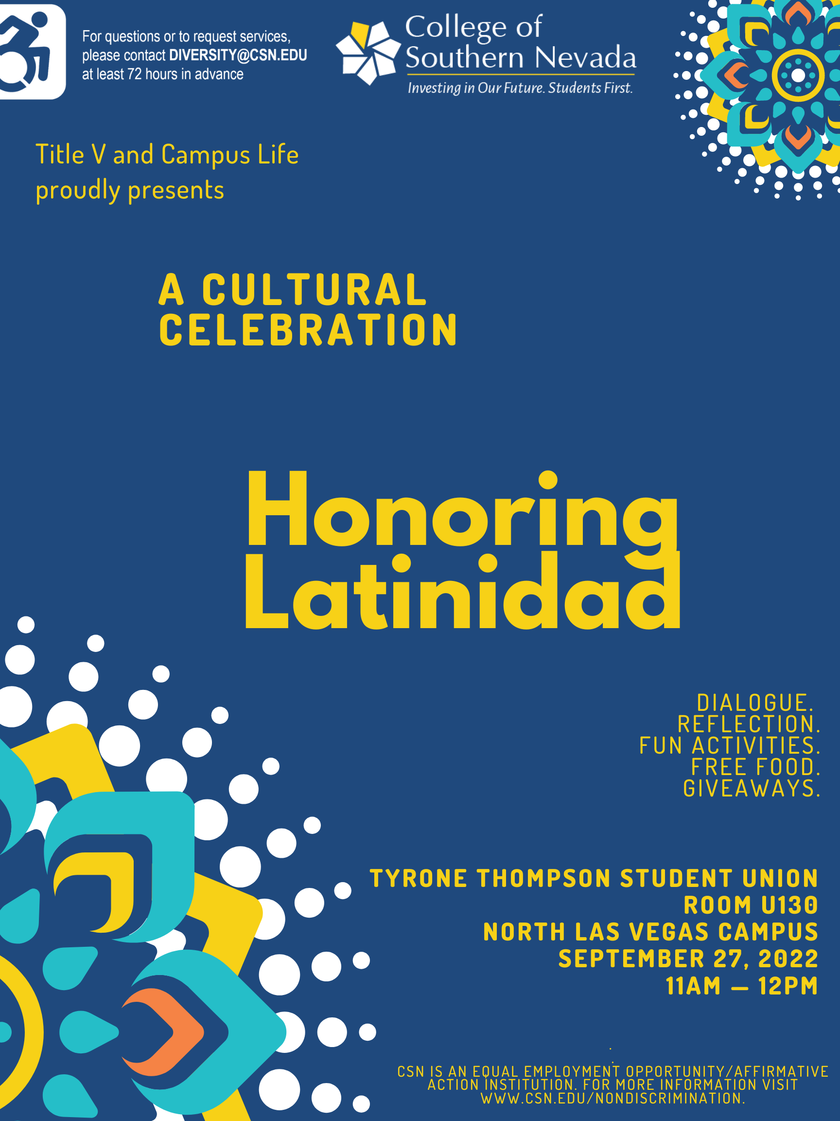 Honoring Latinidad cultural celebration September 27 event flyer 