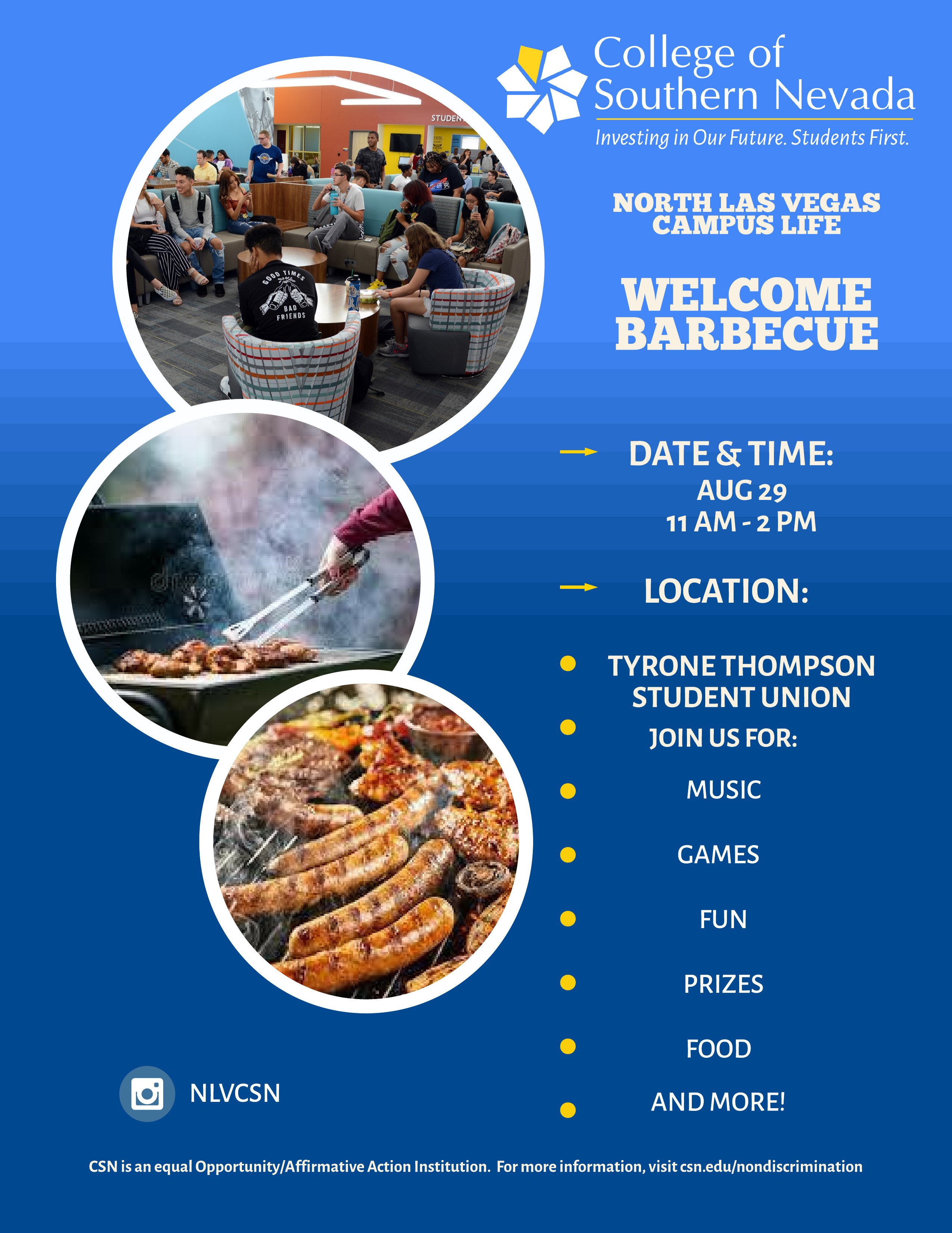 NLV welcome back BBQ event flyer
