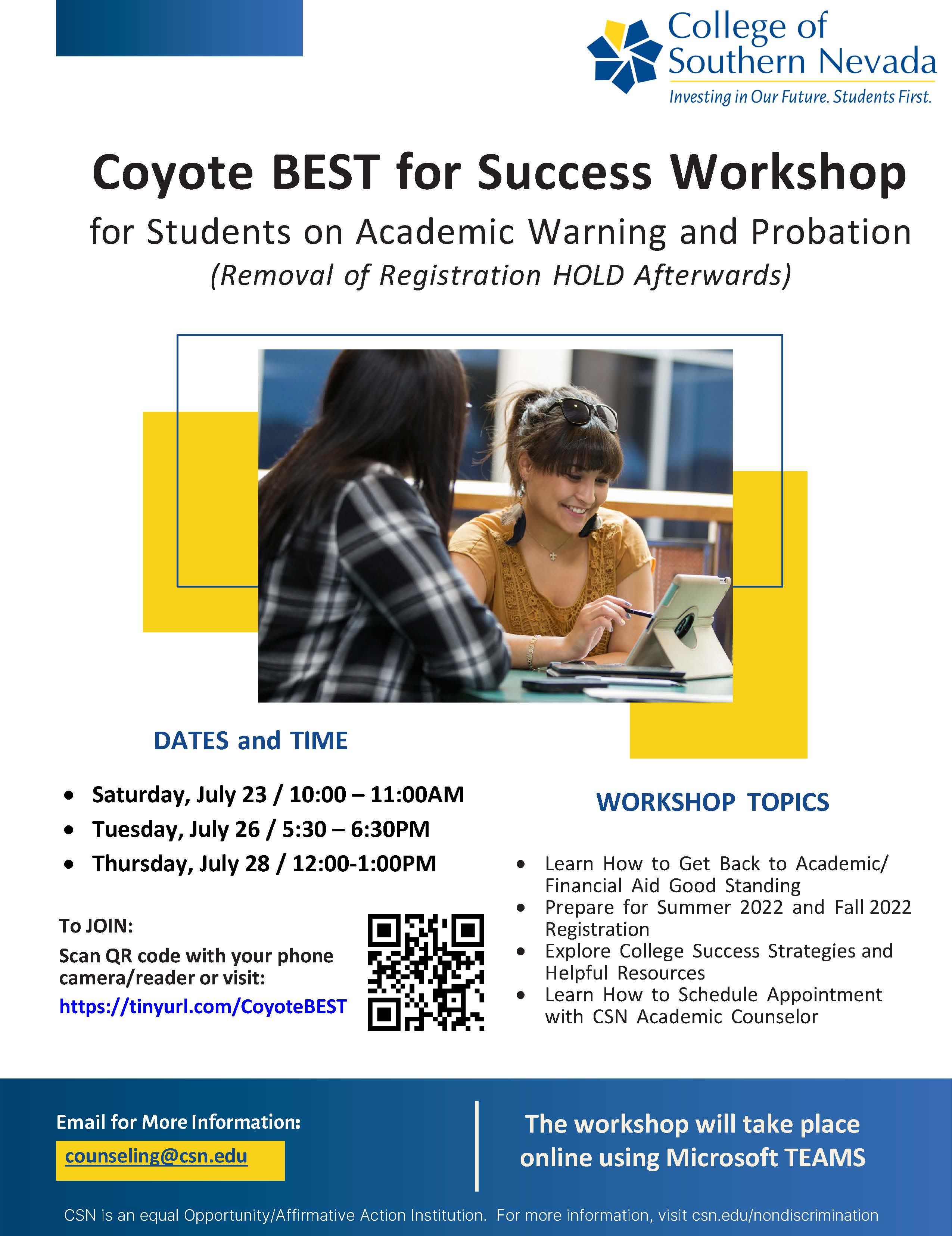 Event flyer for Coyote Best for Success July 2022