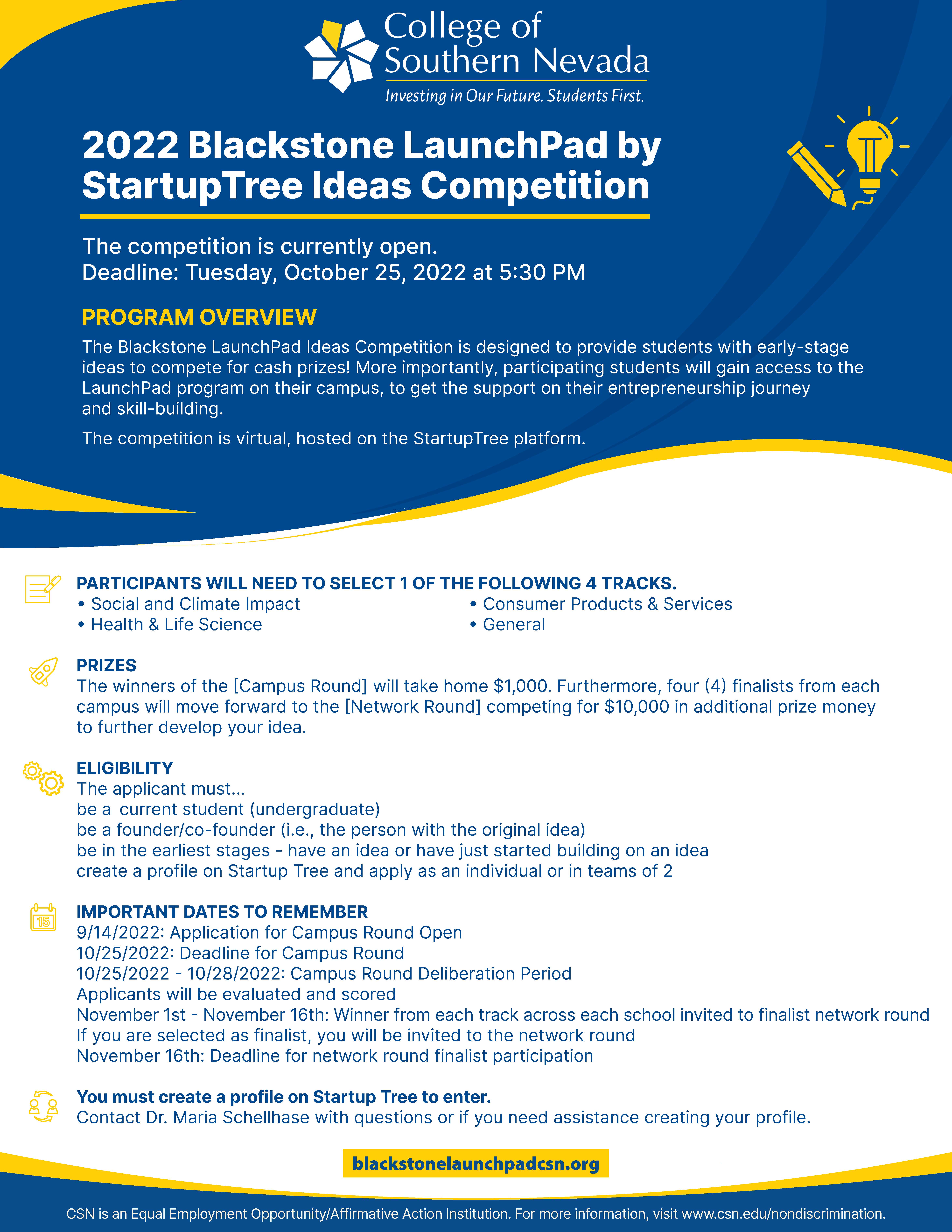 2022 Blackstone LaunchPad by StartupTree Ideas Competition