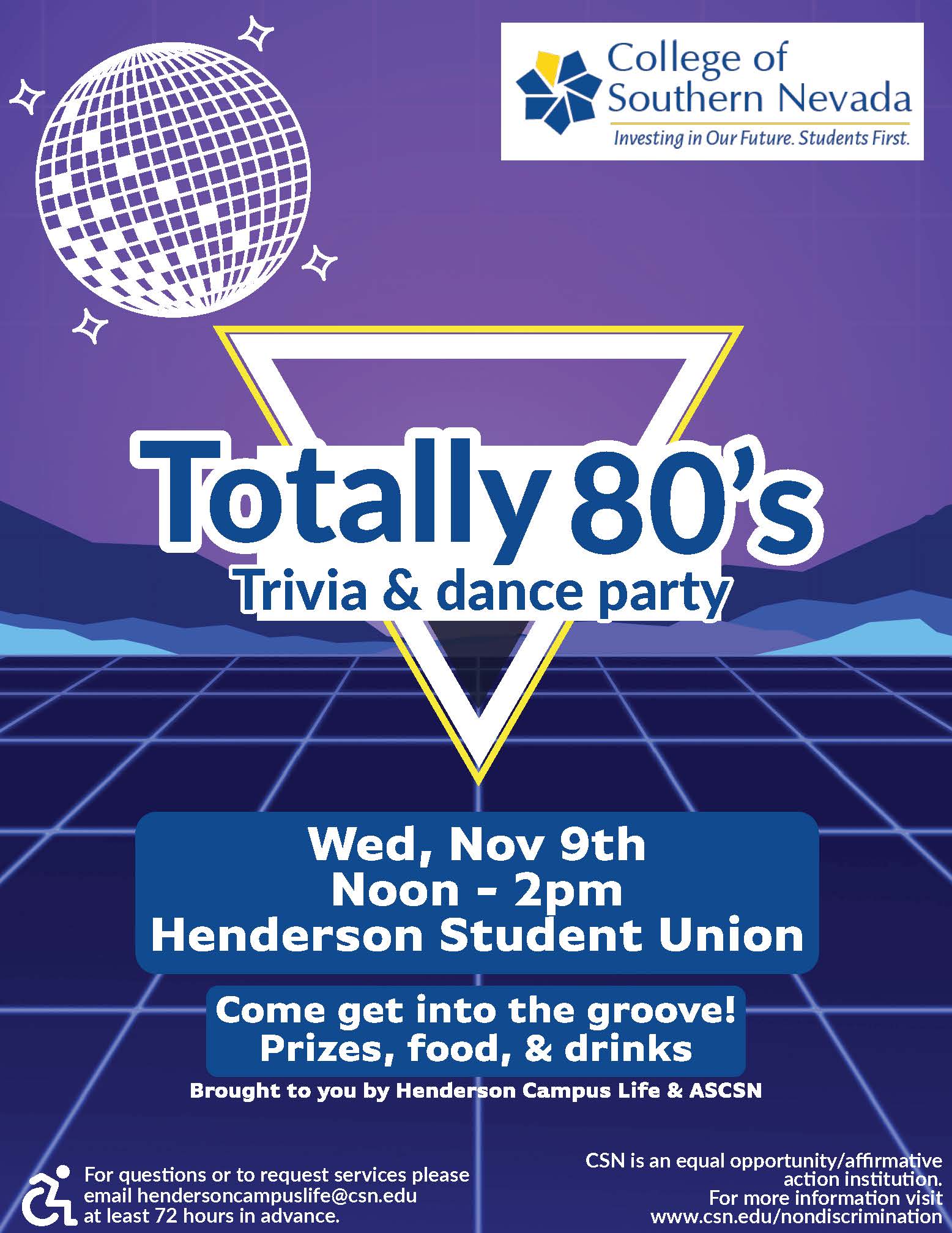 Henderson campus trivia and dance party November 9, 2022