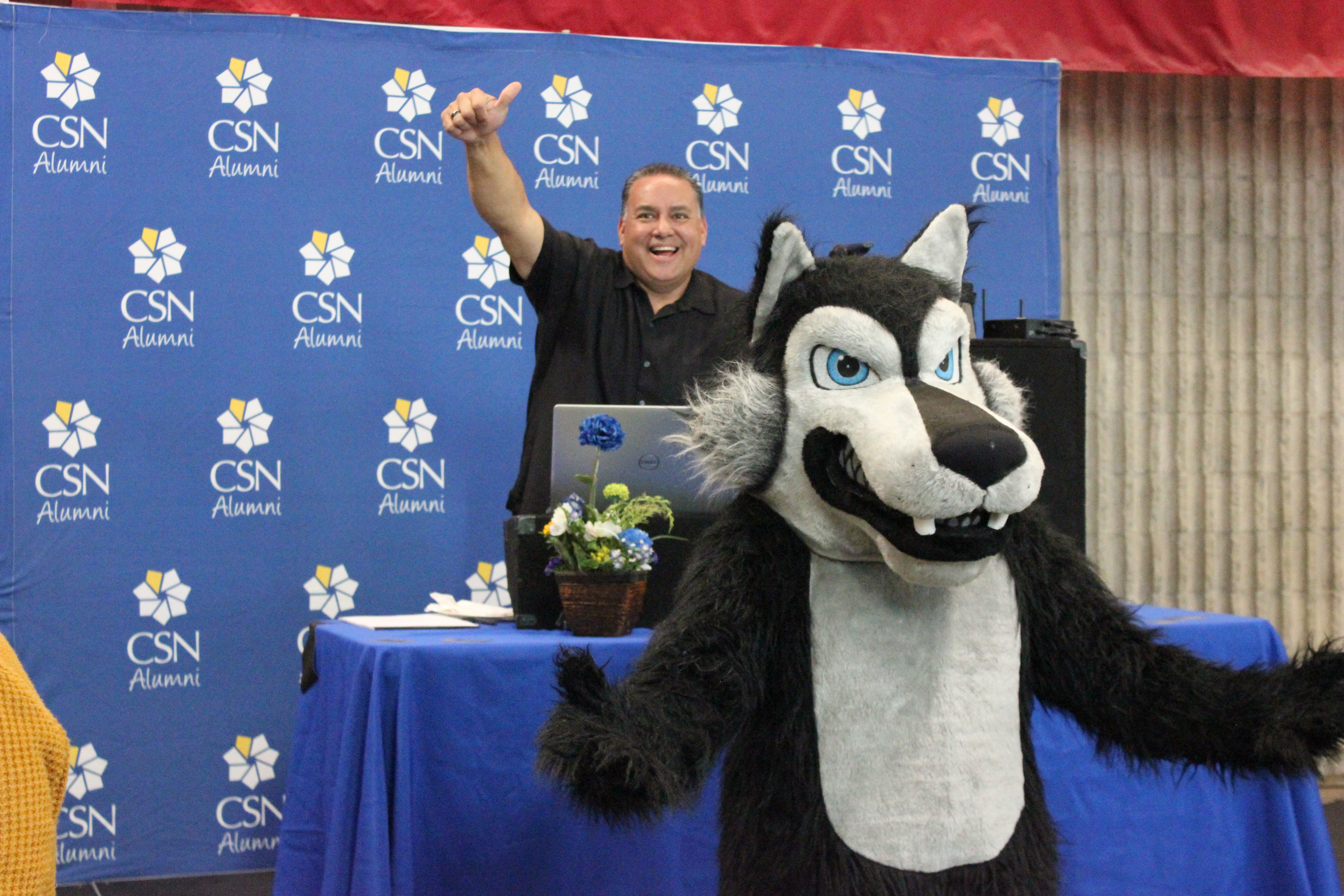 CSN Coyote and DJ during Coyote Howl event