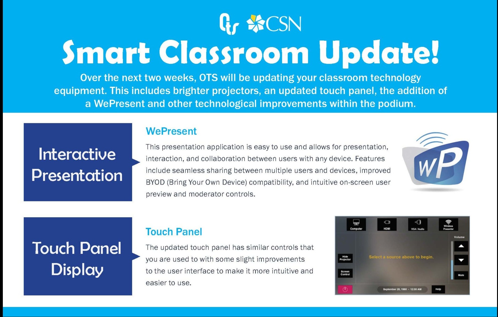 Smart Classroom update flyer