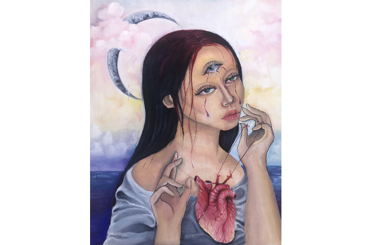 Isabela Jimenez, “Karma”, Oil on Wood, 16