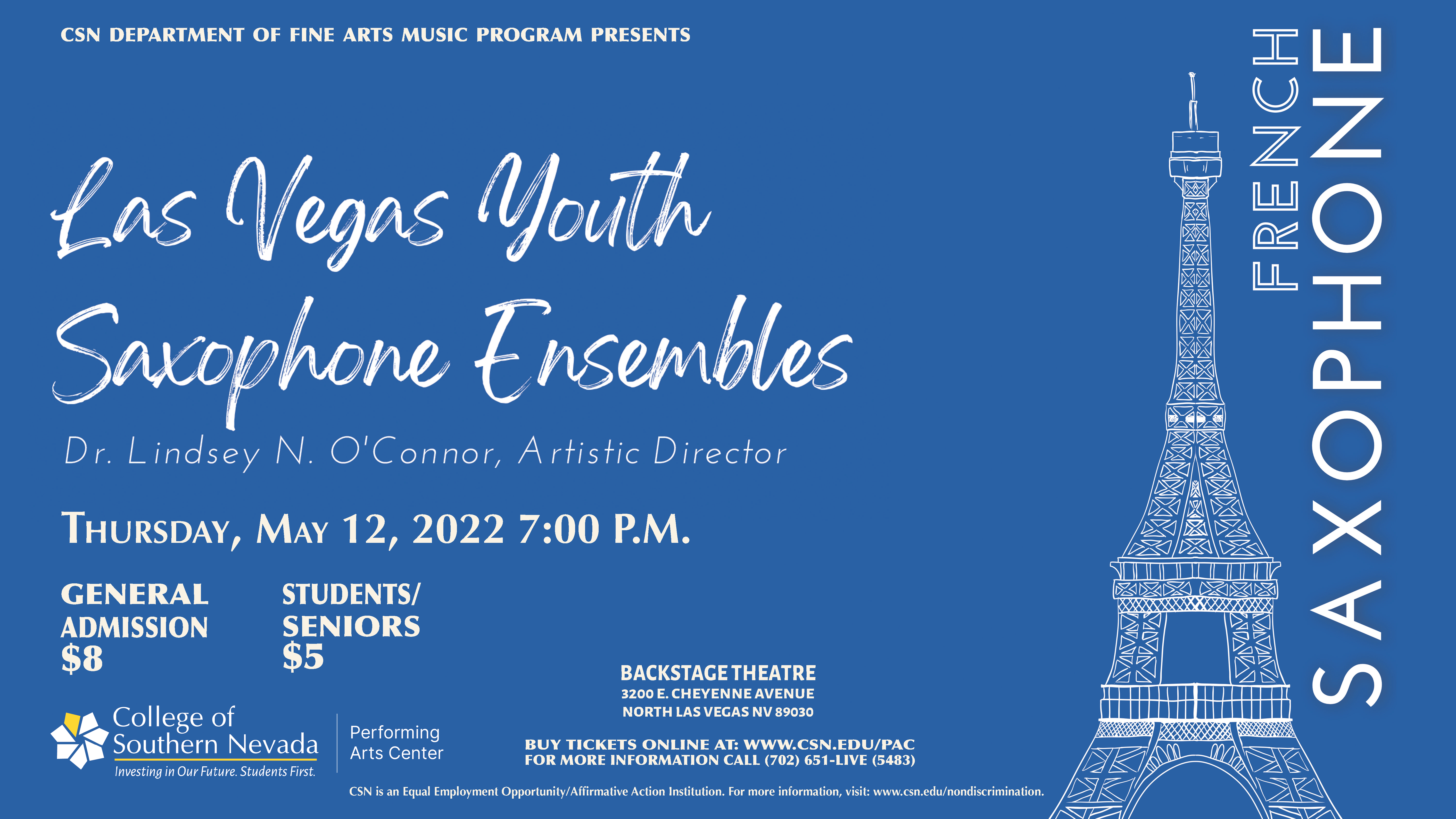 Las Vegas Youth Saxophone Ensembles May 12, 2022 event flyer 