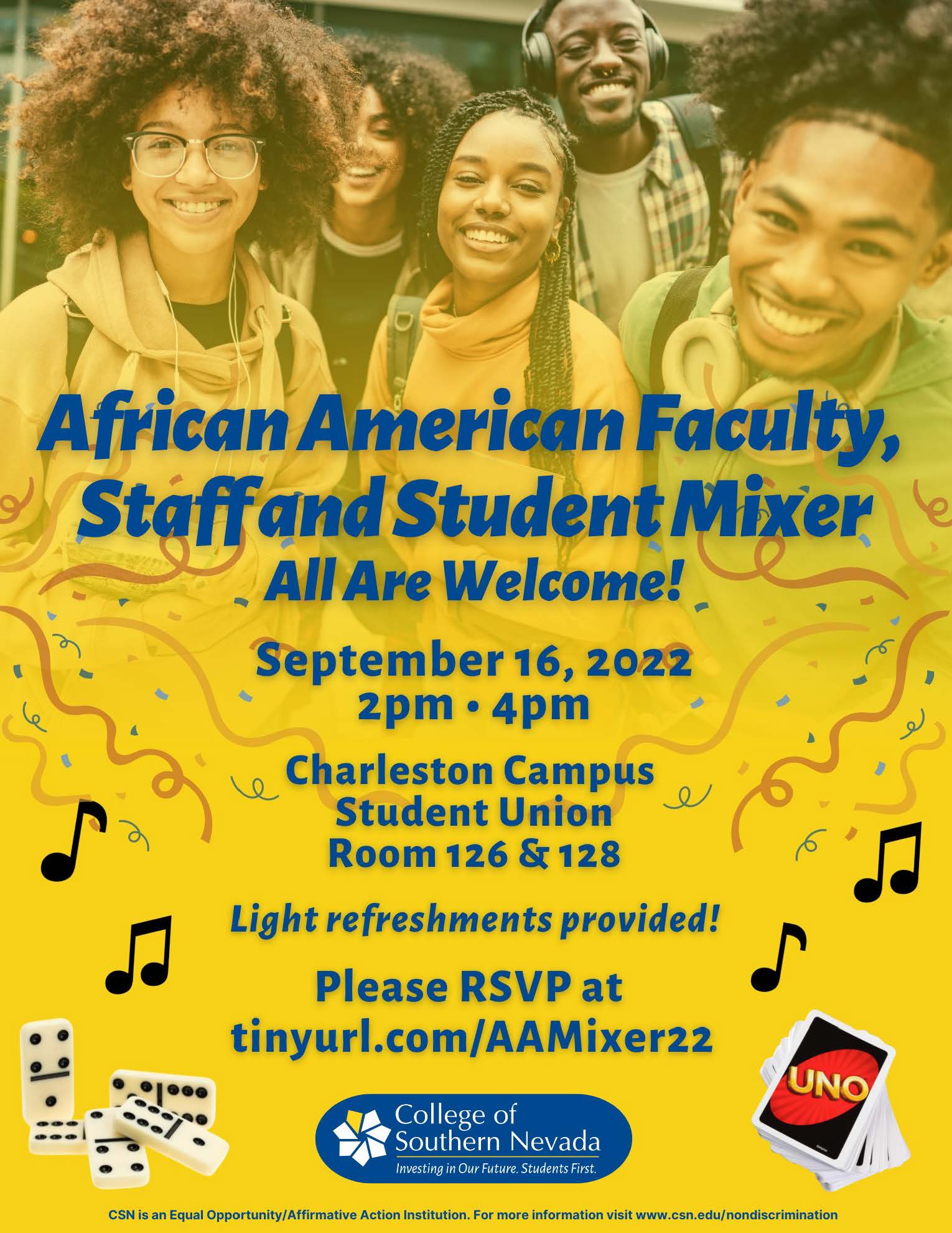 African American Faculty, Staff and Student mixer September 16 event flyer