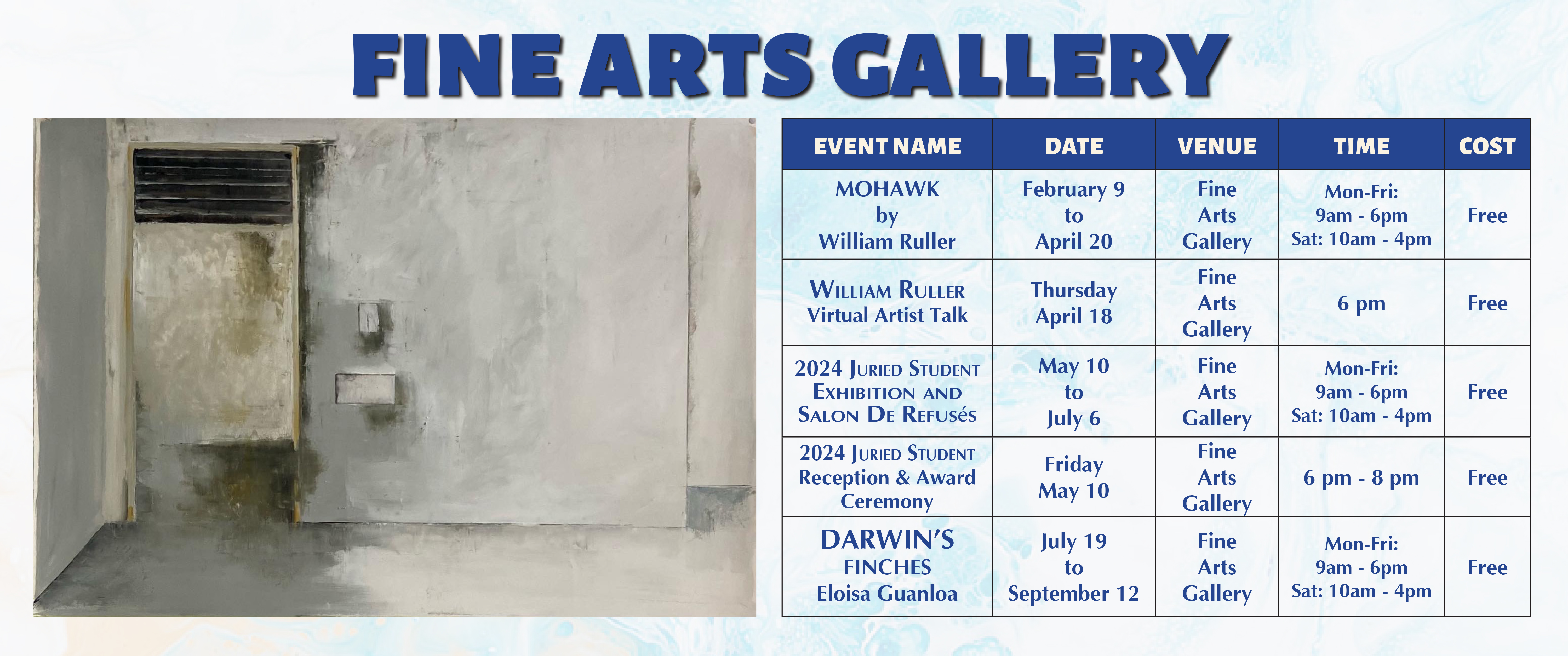 Spring 2024 Fine Arts Gallery Exhibits List