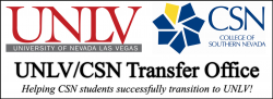 UNLV and CSN Transfer Office graphic, Helping CSN students successfully transfer to UNLV
