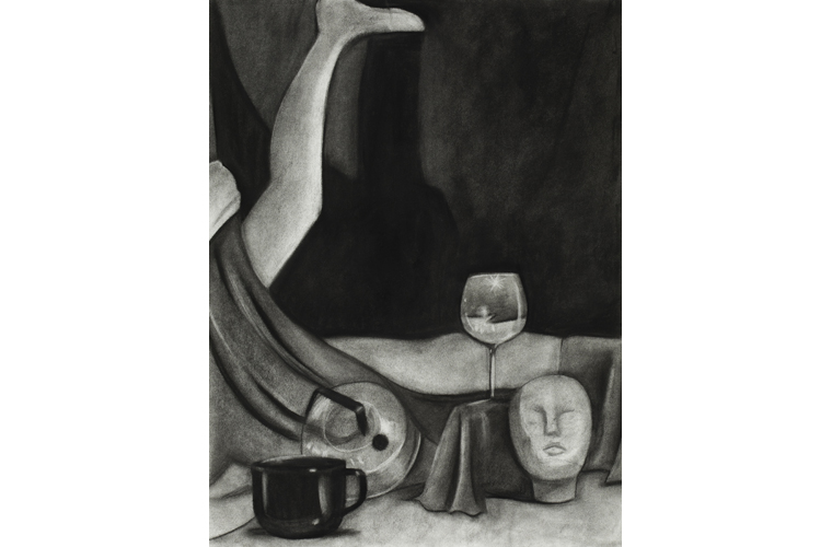 Brittany Smith, “Still Life Study”, Charcoal on Paper, 18” x 24”, 2017
