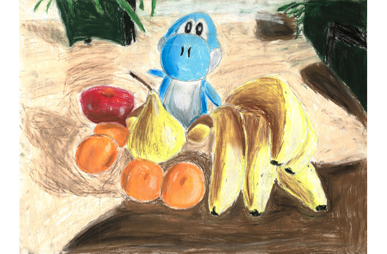 Jose Yerena, “Fruit Jam”, Pastel on Illustration Board, 21'' x 29'', 2019