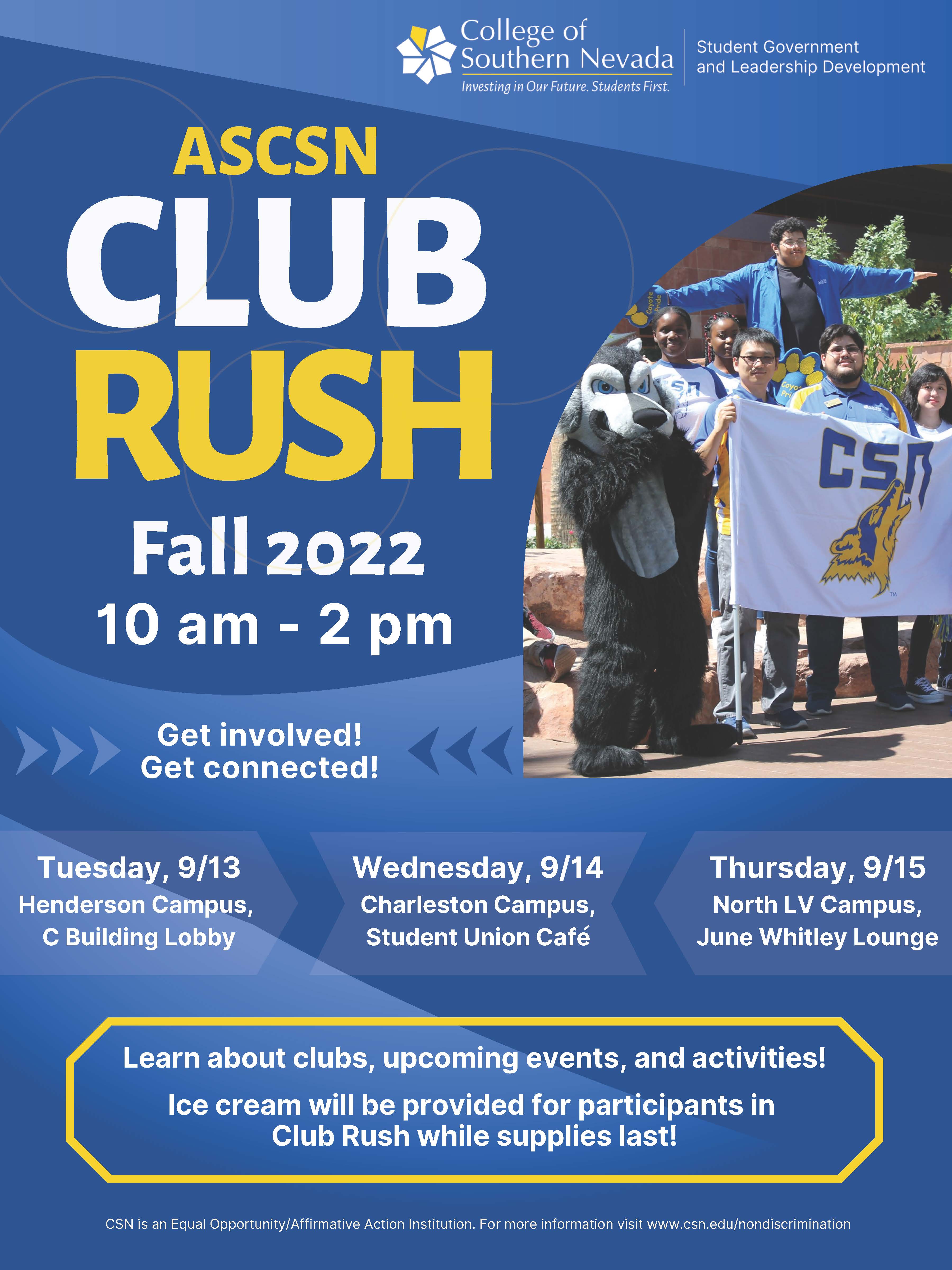Club Rush event flyer September 2022