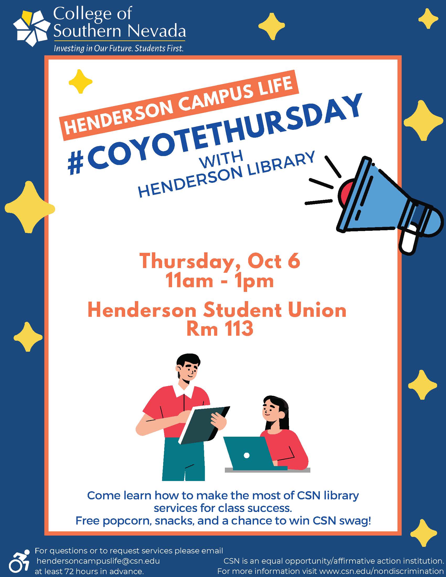 Come learn how to make the most of CSN Library services 