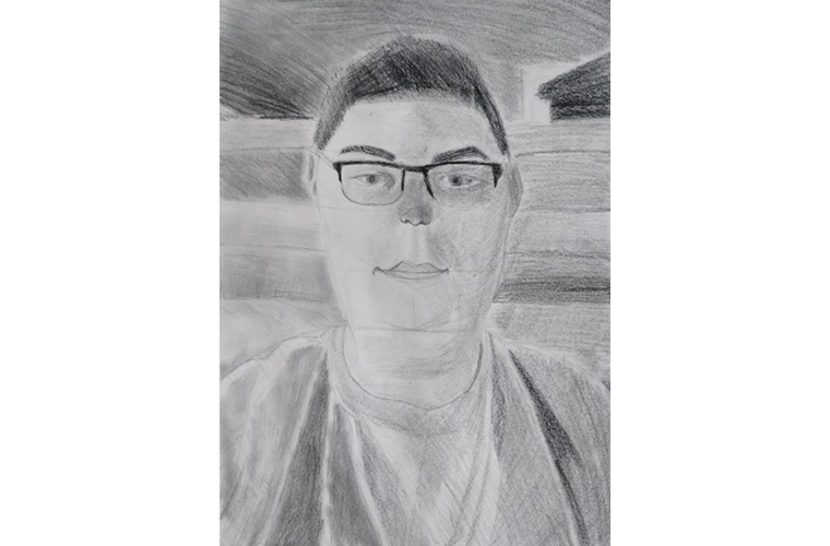 Zachary Markowitz, “This is Me”, Charcoal on Paper, 20” x 14”, 2020
