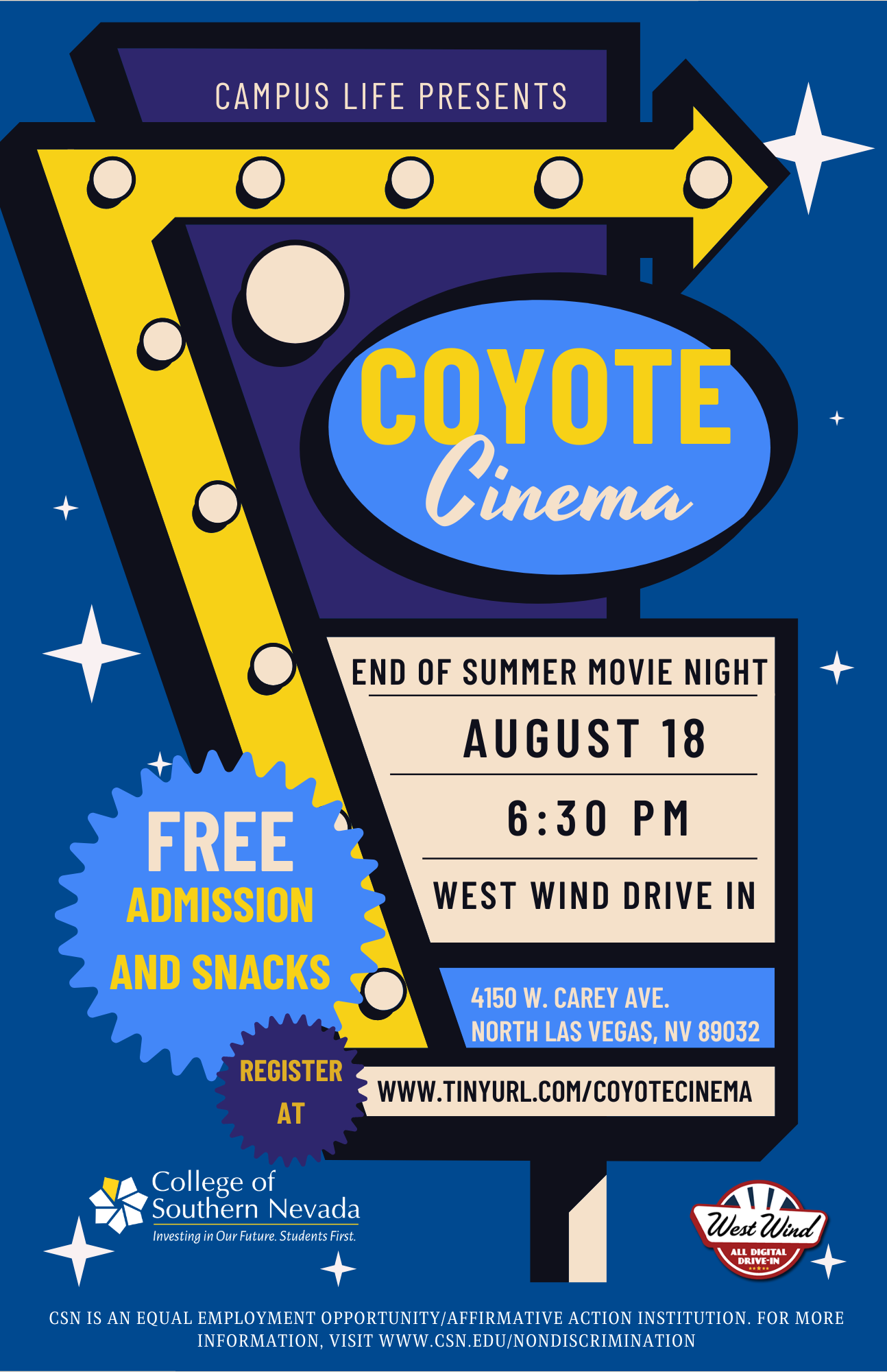 Event flyer for Coyote Cinema August 18, 2022