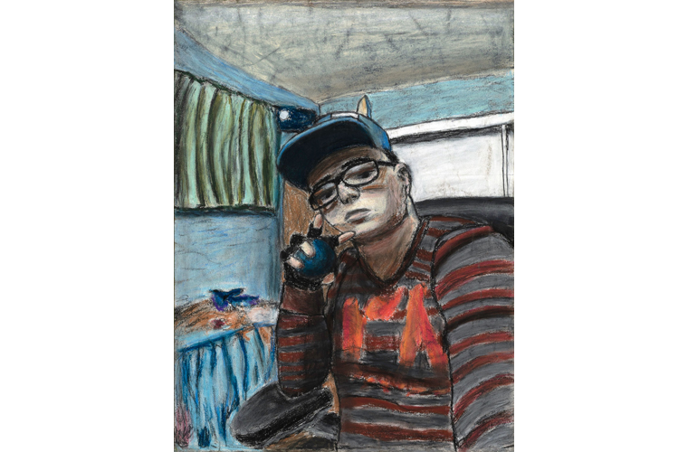 Jose Yerena, “Self Portrait”, Pastel on Illustration Board, 18'' x 24'', 2019