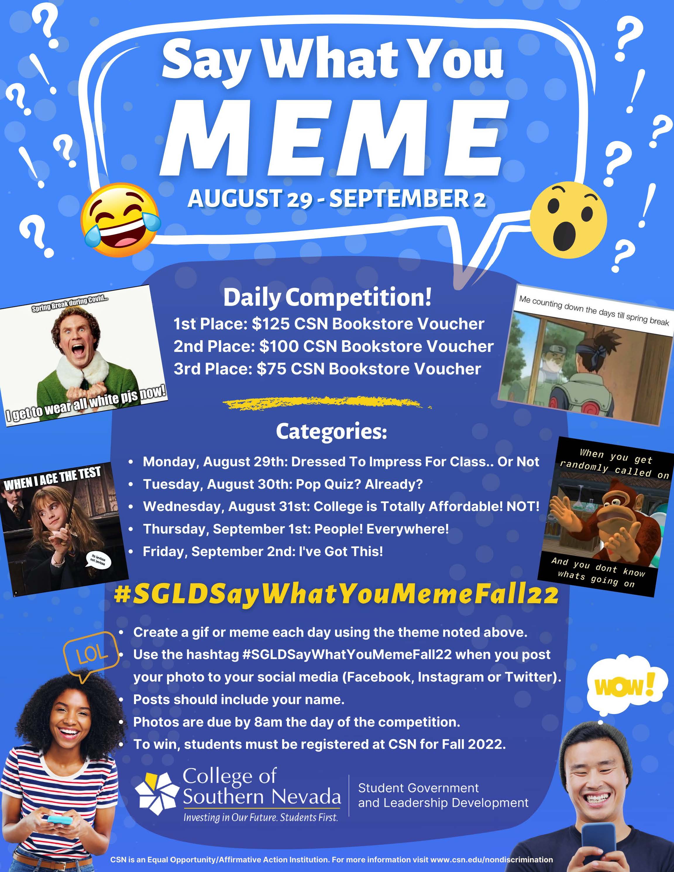 Say what you meme fall 2022 event flyer 