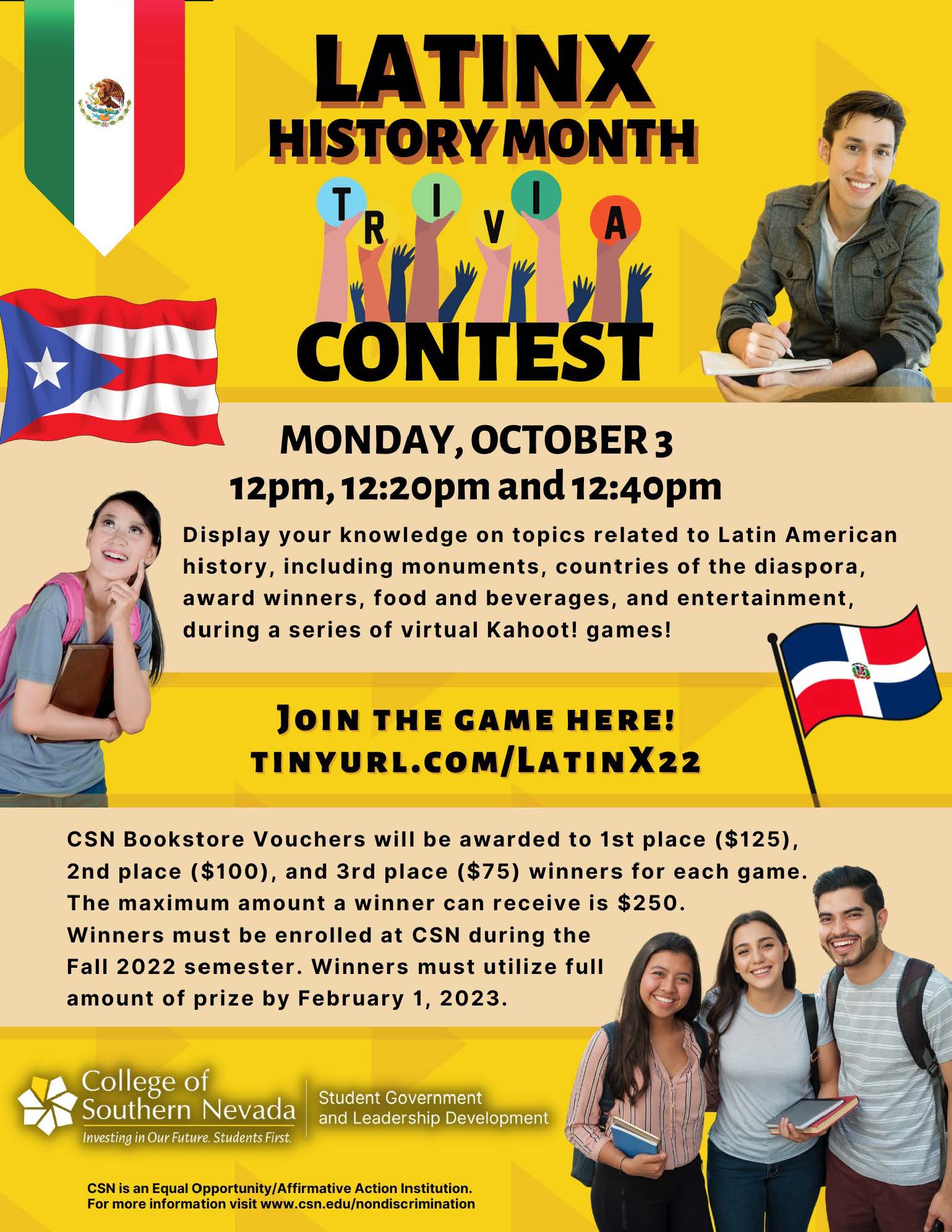 Display your knowledge on topics related to Latin American history during a series of virtual games.