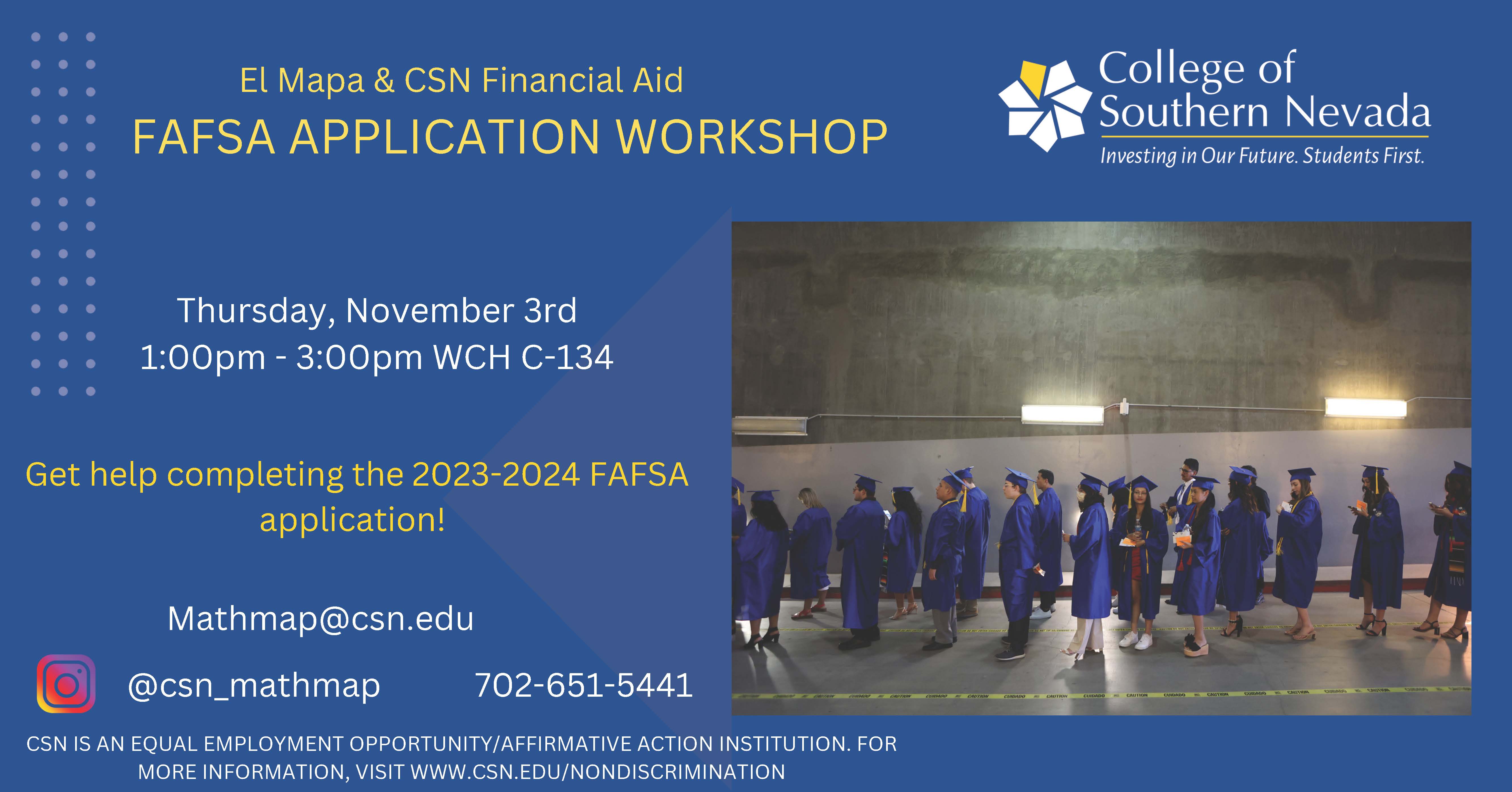 FAFSA Application Workshop on November, 3, 2022.