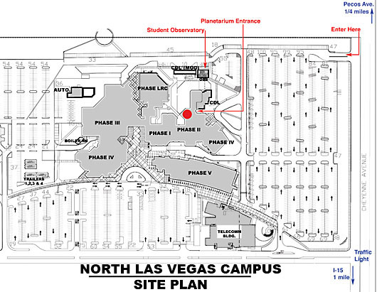 CSN North Las Vegas campus map with directions to the planetarium