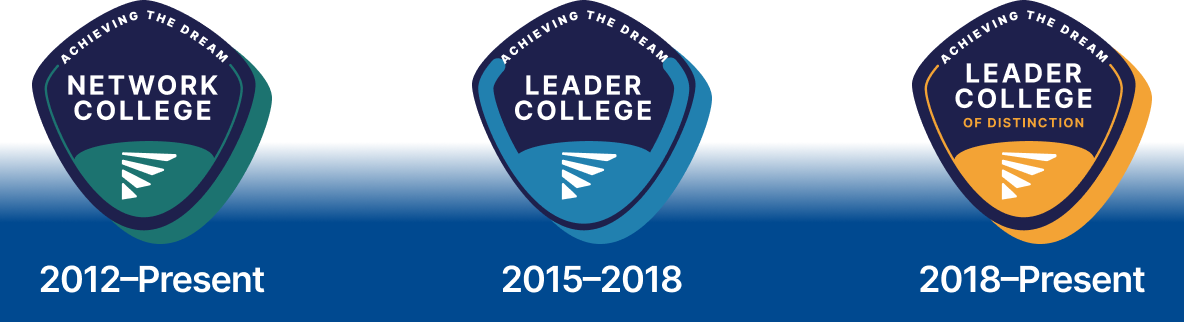 Achieving the Dream recognitions for CSN: Network College since 2012, Leader College from 2015 to 2018, and Leader College of Distinction since 2018.