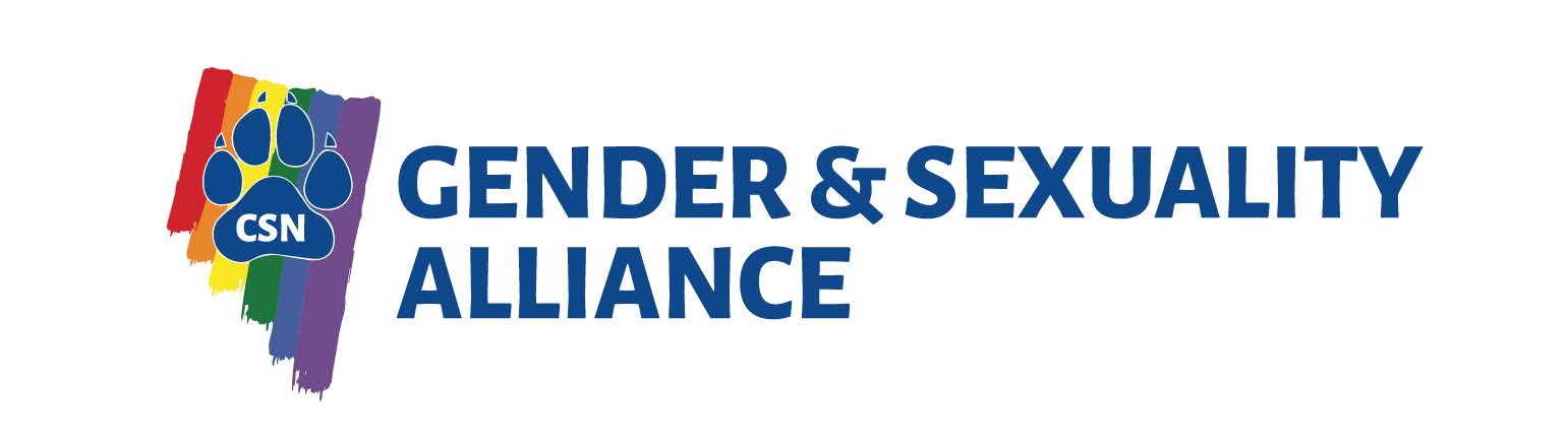 College of Southern Nevada Gender and Sexuality Alliance logo, featuring a multicolored paw print with the CSN emblem.