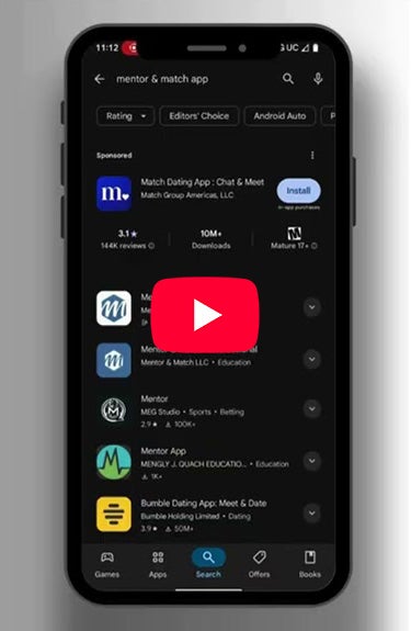 Image of mentor and Match App navigation video - part 1