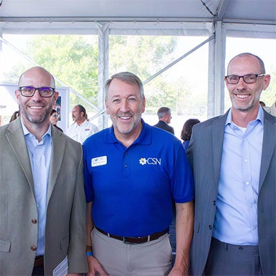 Campus for Hope Event: President Klippenstein poses with attendees at the Campus for Hope event.